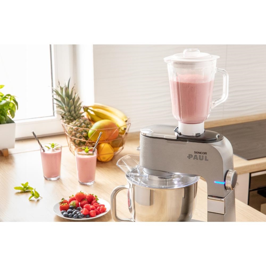 Sencor - Robot da cucina multifunzionale con ciotola in acciaio inox 1500W/230V cromo opaco