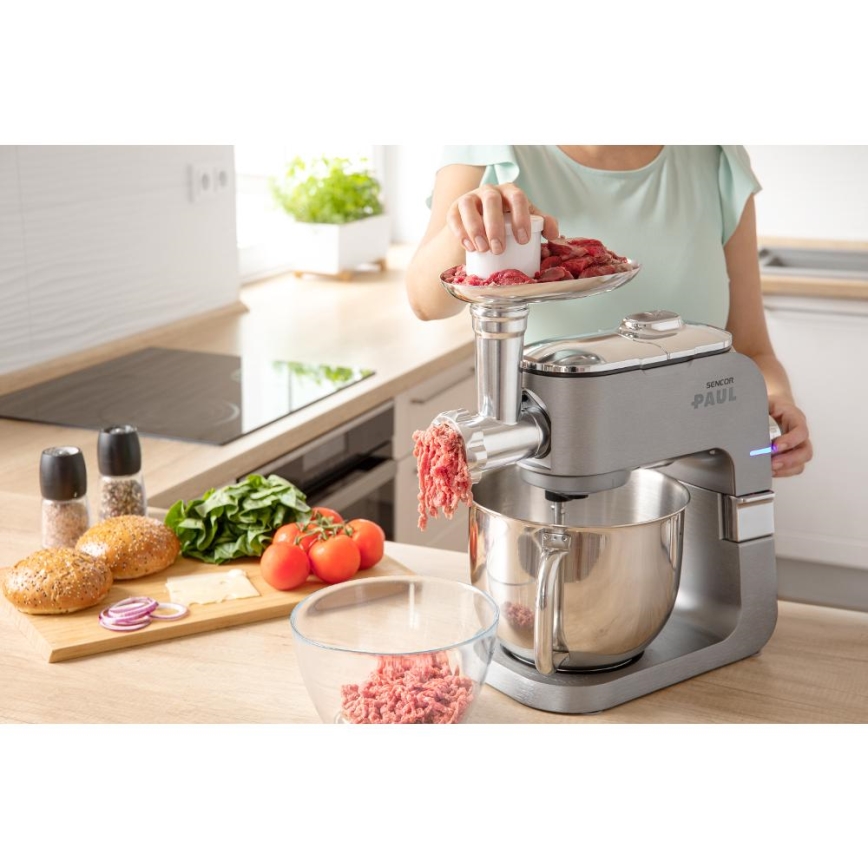 Sencor - Robot da cucina multifunzionale con ciotola in acciaio inox 1500W/230V cromo opaco