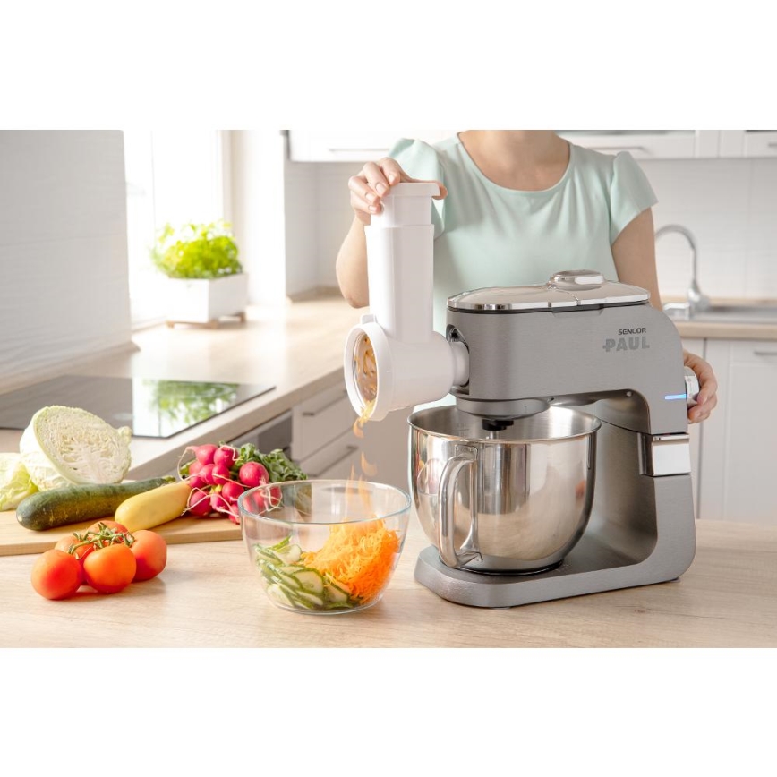 Sencor - Robot da cucina multifunzionale con ciotola in acciaio inox 1500W/230V cromo opaco