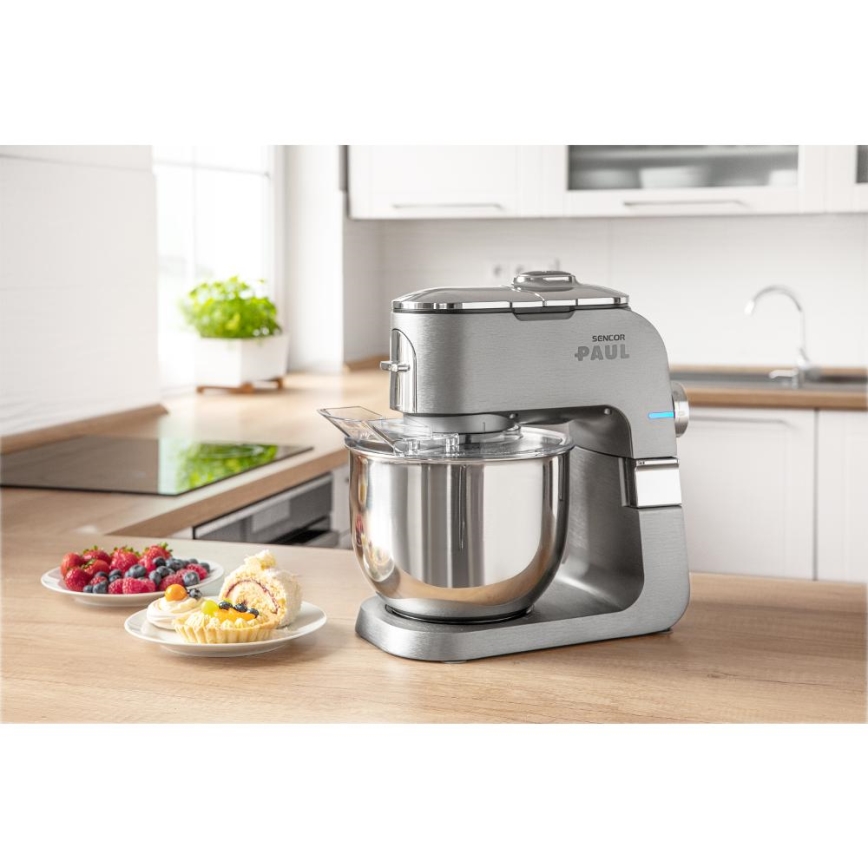 Sencor - Robot da cucina multifunzionale con ciotola in acciaio inox 1500W/230V cromo opaco