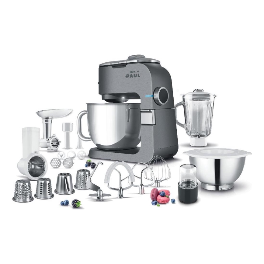 Sencor - Robot da cucina multifunzionale con ciotola in acciaio inox 1500W/230V cromo opaco