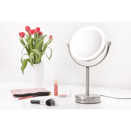Sencor - Specchio cosmetico con retroilluminazione a LED LED/5W/230V acciaio inossidabile
