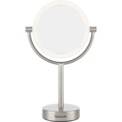 Sencor - Specchio cosmetico con retroilluminazione a LED LED/5W/230V acciaio inossidabile