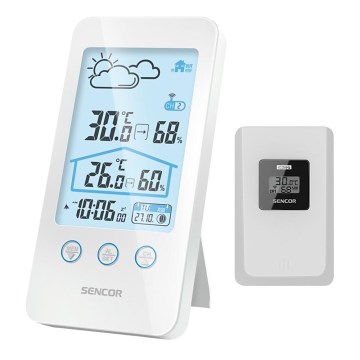 Sencor - Stazione meteo con display LCD 2xAAA + 2xAAA bianco