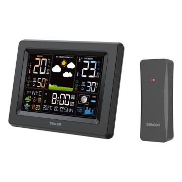 Sencor - Stazione meteo con display LCD a colori, 3xAA + 2xAA, nera