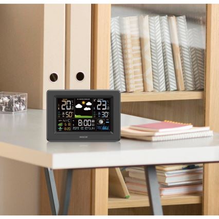 Sencor - Stazione meteo con display LCD a colori, 3xAA + 2xAA, nera