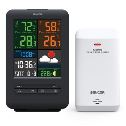 Sencor - Stazione meteo con display LCD a colori 5V/1xCR2032 + 2xAA