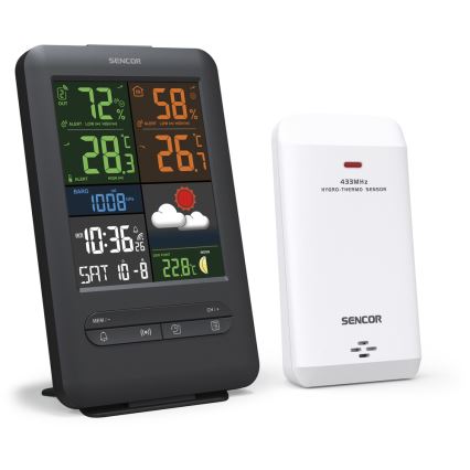 Sencor - Stazione meteo con display LCD a colori 5V/1xCR2032 + 2xAA