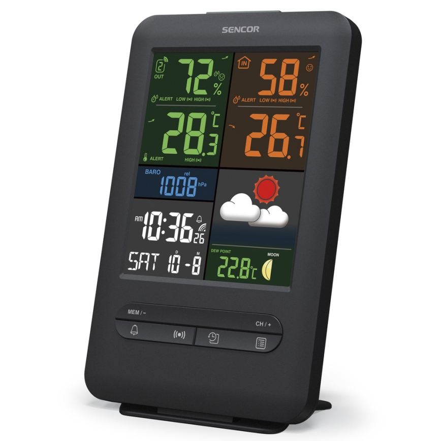 Sencor - Stazione meteo con display LCD a colori 5V/1xCR2032 + 2xAA