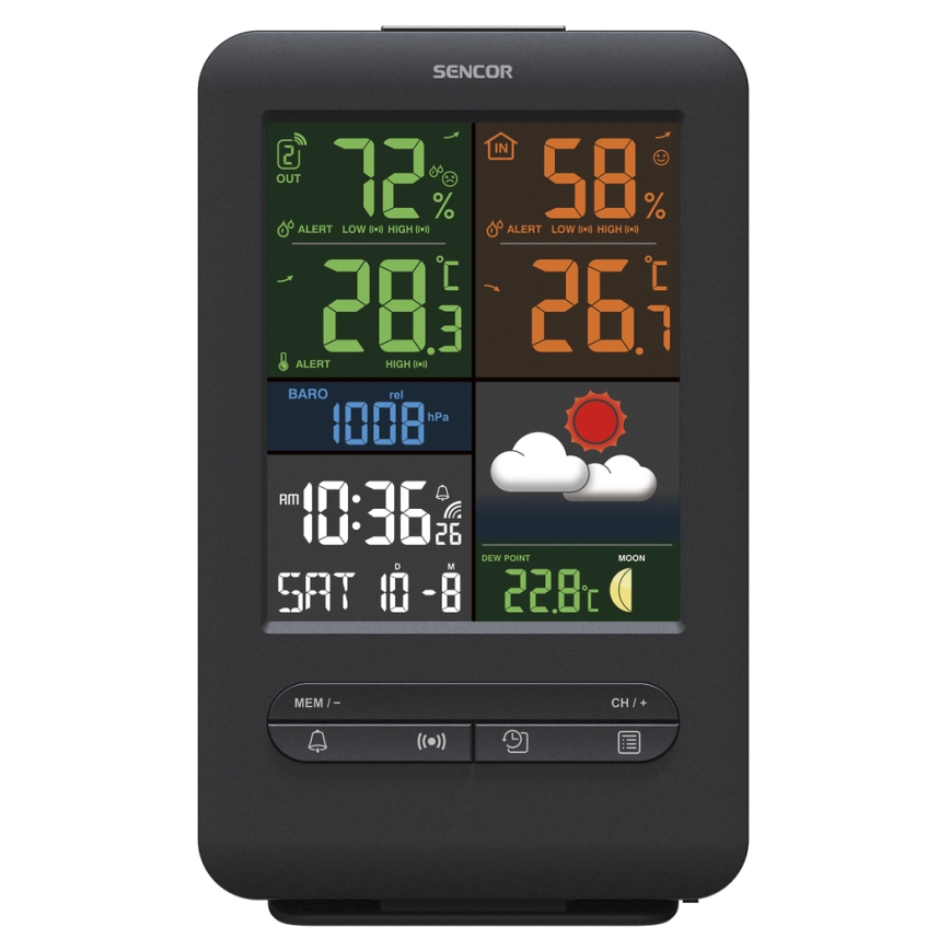 Sencor - Stazione meteo con display LCD a colori 5V/1xCR2032 + 2xAA