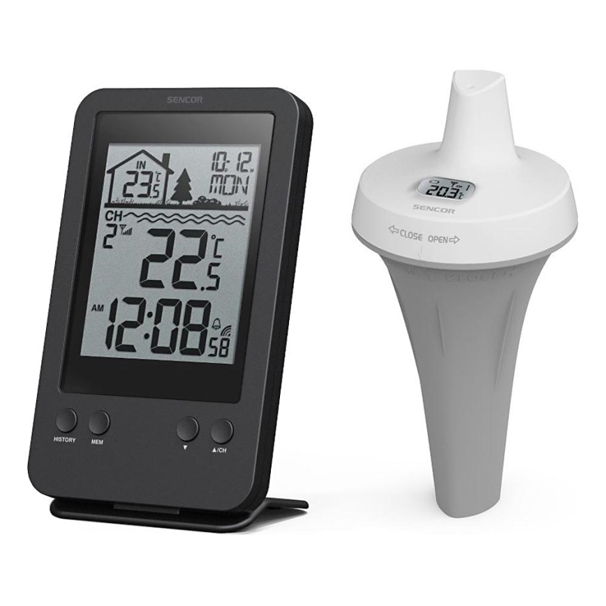 Sencor - Stazione meteo con sensore galleggiante wireless per piscina 2xAA + 2xAA IPX7