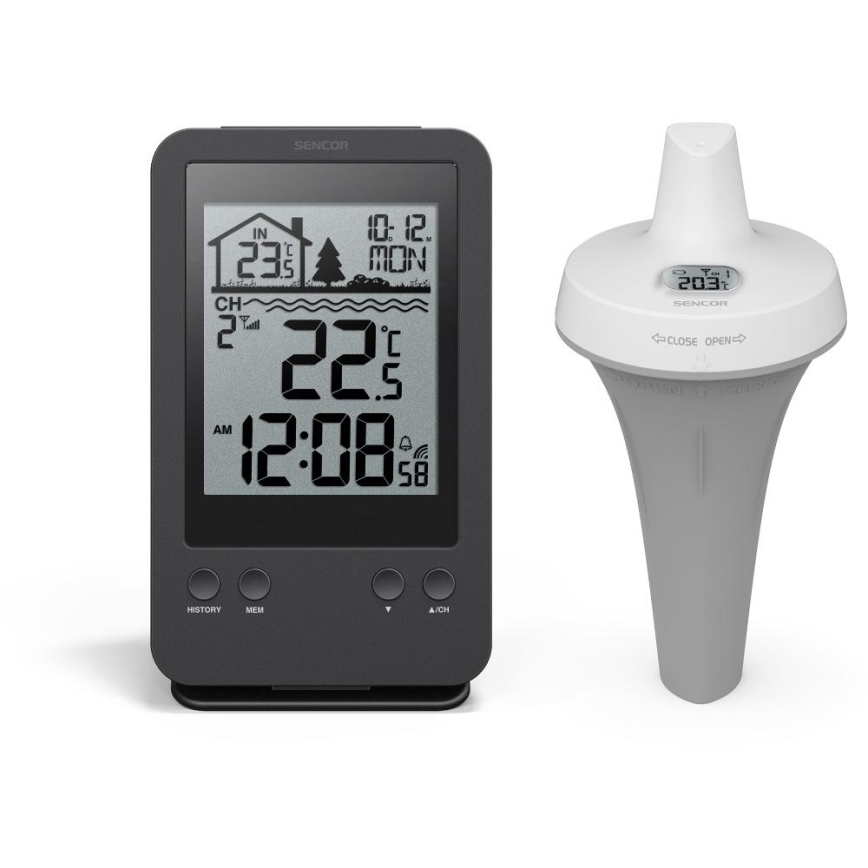 Sencor - Stazione meteo con sensore galleggiante wireless per piscina 2xAA + 2xAA IPX7