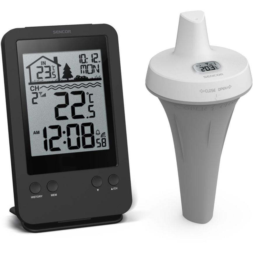 Sencor - Stazione meteo con sensore galleggiante wireless per piscina 2xAA + 2xAA IPX7