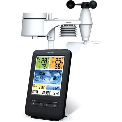 Sencor - Stazione meteo professionale con display LCD a colori 1xCR2032 + 3xAA Wi-Fi