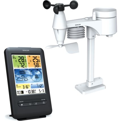 Sencor - Stazione meteo professionale con display LCD a colori 1xCR2032 + 3xAA Wi-Fi