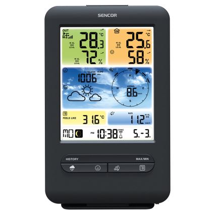 Sencor - Stazione meteo professionale con display LCD a colori 1xCR2032 + 3xAA Wi-Fi