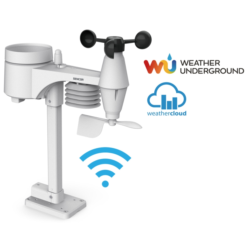Sencor - Stazione meteo professionale con display LCD a colori 1xCR2032 + 3xAA Wi-Fi
