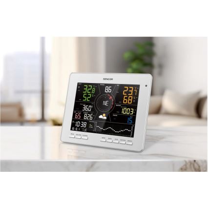 Sencor - Stazione meteo professionale con display LCD a colori 5V 1xCR2032 + 3xAA + 2xAA Wi-Fi Tuya