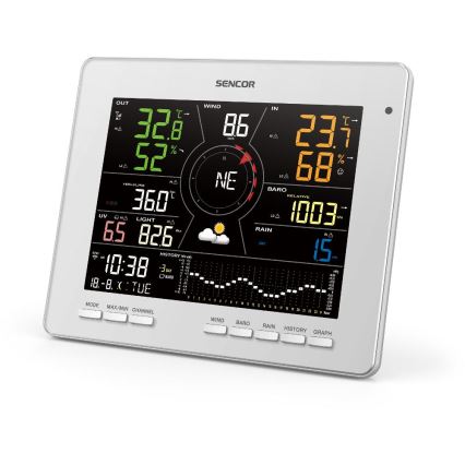 Sencor - Stazione meteo professionale con display LCD a colori 5V 1xCR2032 + 3xAA + 2xAA Wi-Fi Tuya