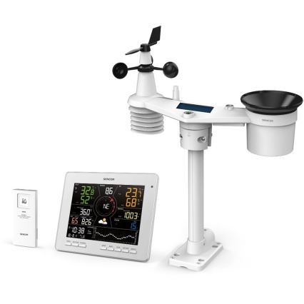 Sencor - Stazione meteo professionale con display LCD a colori 5V 1xCR2032 + 3xAA + 2xAA Wi-Fi Tuya