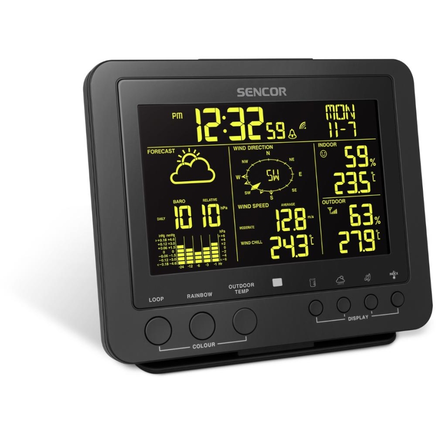 Sencor - Stazione meteo professionale con display LCD a colori 5V/1xCR2032 + 3xAA