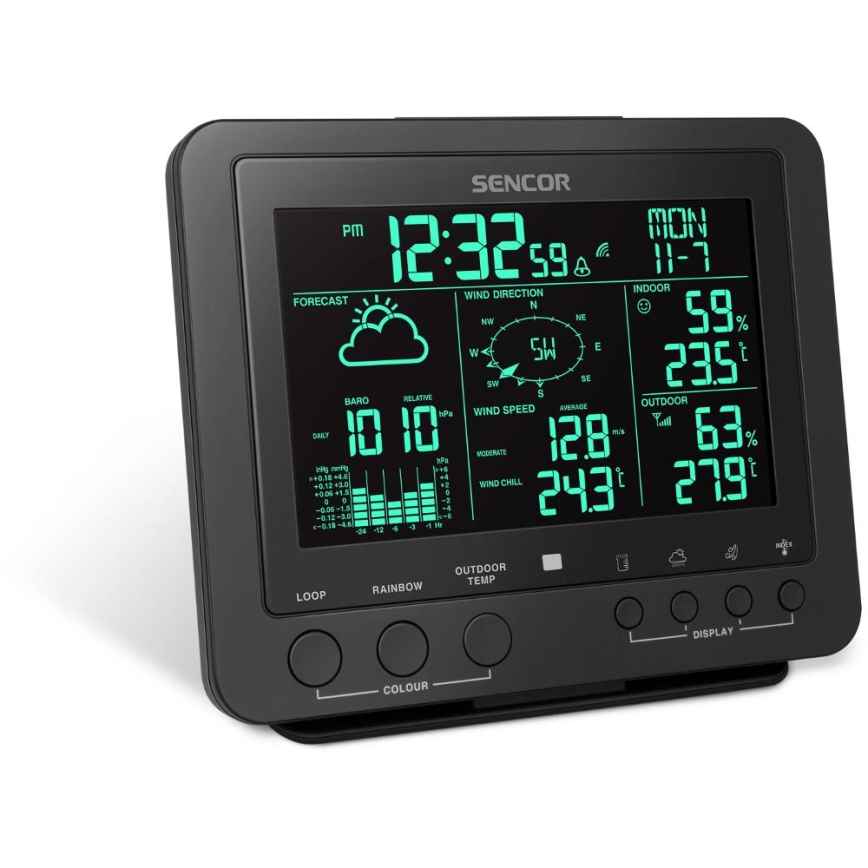 Sencor - Stazione meteo professionale con display LCD a colori 5V/1xCR2032 + 3xAA