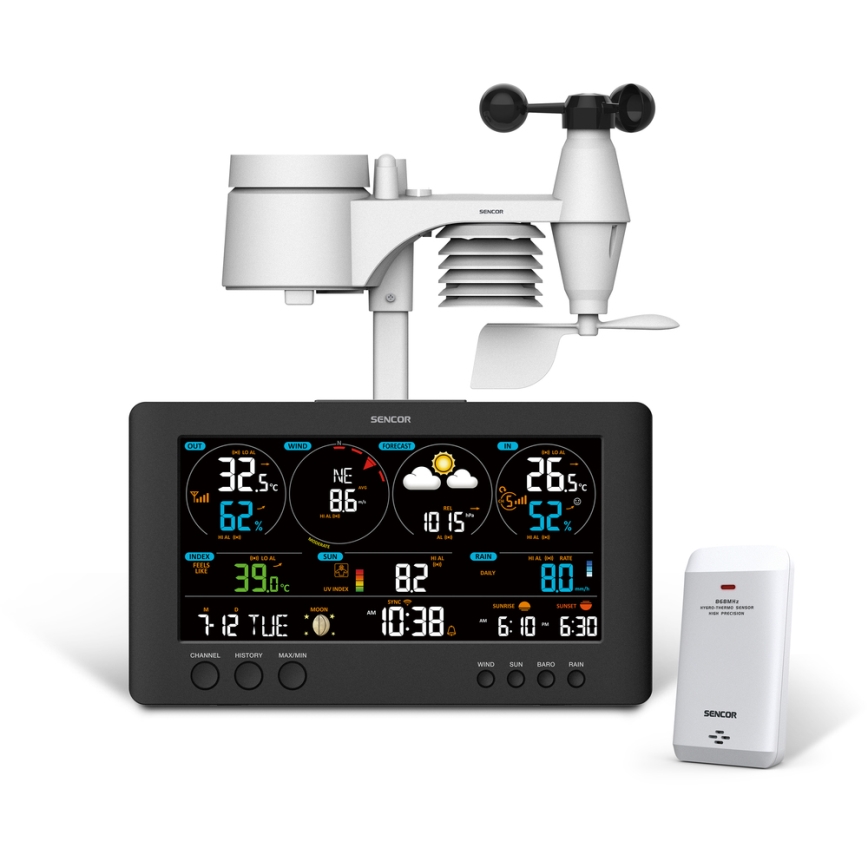 Sencor - Stazione meteo professionale con display LCD a colori 5V/1xCR2032 + 3xAA Wi-Fi