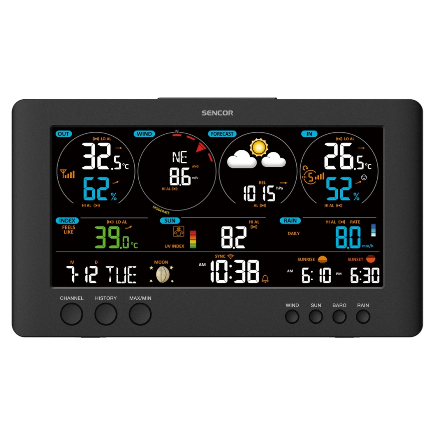 Sencor - Stazione meteo professionale con display LCD a colori 5V/1xCR2032 + 3xAA Wi-Fi