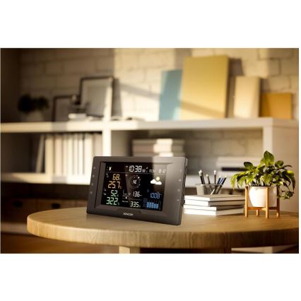 Sencor - Stazione meteorologica professionale con display LCD a colori e sveglia 5V/1xCR2032 + 3xAA