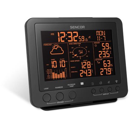 Sencor - Stazione meteo professionale con display LCD colorato 1xCR2032