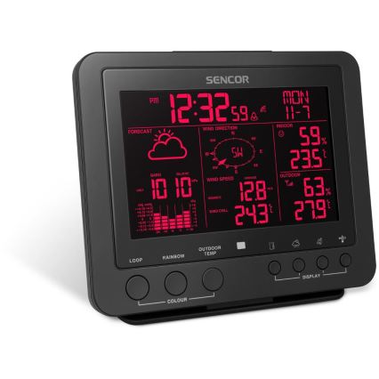 Sencor - Stazione meteo professionale con display LCD colorato 1xCR2032