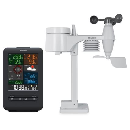 Sencor - Stazione meteo professionale con display LCD e sveglia 1xCR2032 + 3xAA