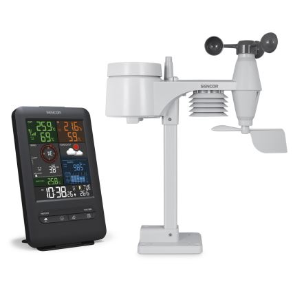 Sencor - Stazione meteo professionale con display LCD e sveglia 1xCR2032 + 3xAA