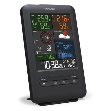 Sencor - Stazione meteo professionale con display LCD e sveglia 1xCR2032 + 3xAA