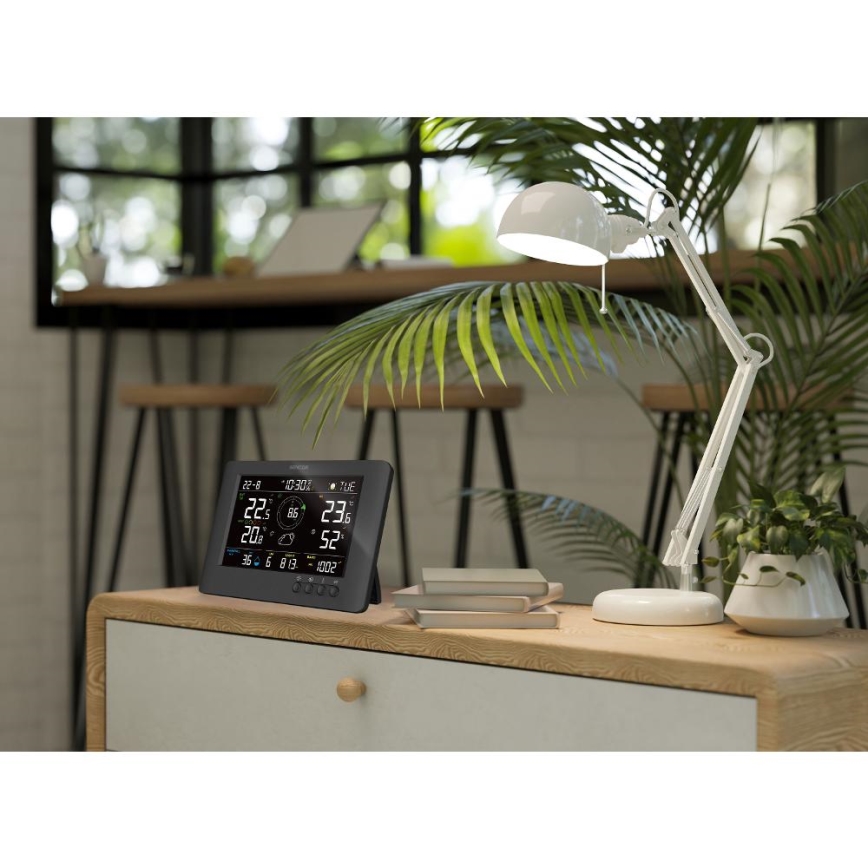 Sencor - Stazione meteo professionale con display LCD a colori e sveglia 5V/1xCR2032 + 3xAA