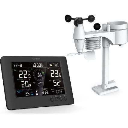 Sencor - Stazione meteo professionale con display LCD a colori e sveglia 5V/1xCR2032 + 3xAA