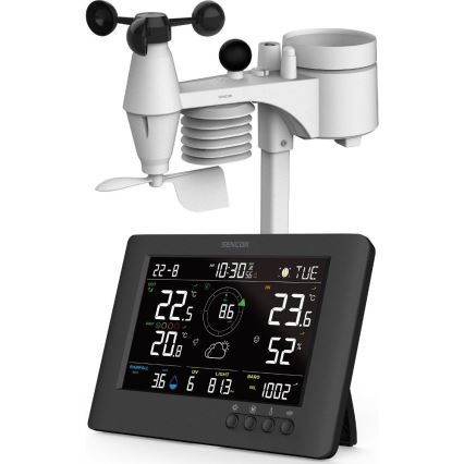 Sencor - Stazione meteo professionale con display LCD a colori e sveglia 5V/1xCR2032 + 3xAA