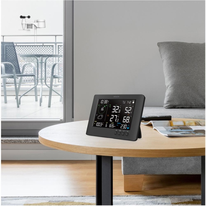 Sencor - Stazione meteo professionale con display LCD a colori e sveglia 5V/1xCR2032 + 3xAA Wi-Fi