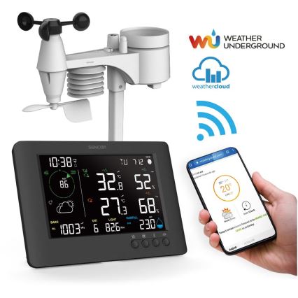 Sencor - Stazione meteo professionale con display LCD a colori e sveglia 5V/1xCR2032 + 3xAA Wi-Fi