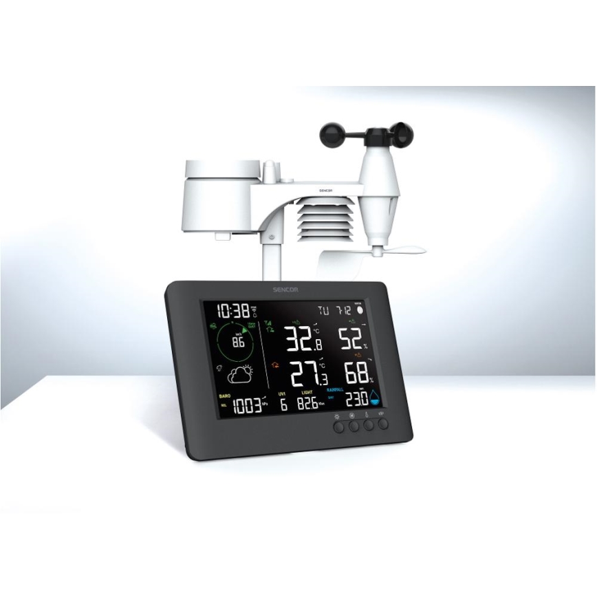 Sencor - Stazione meteo professionale con display LCD a colori e sveglia 5V/1xCR2032 + 3xAA Wi-Fi
