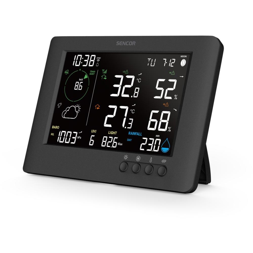 Sencor - Stazione meteo professionale con display LCD a colori e sveglia 5V/1xCR2032 + 3xAA Wi-Fi