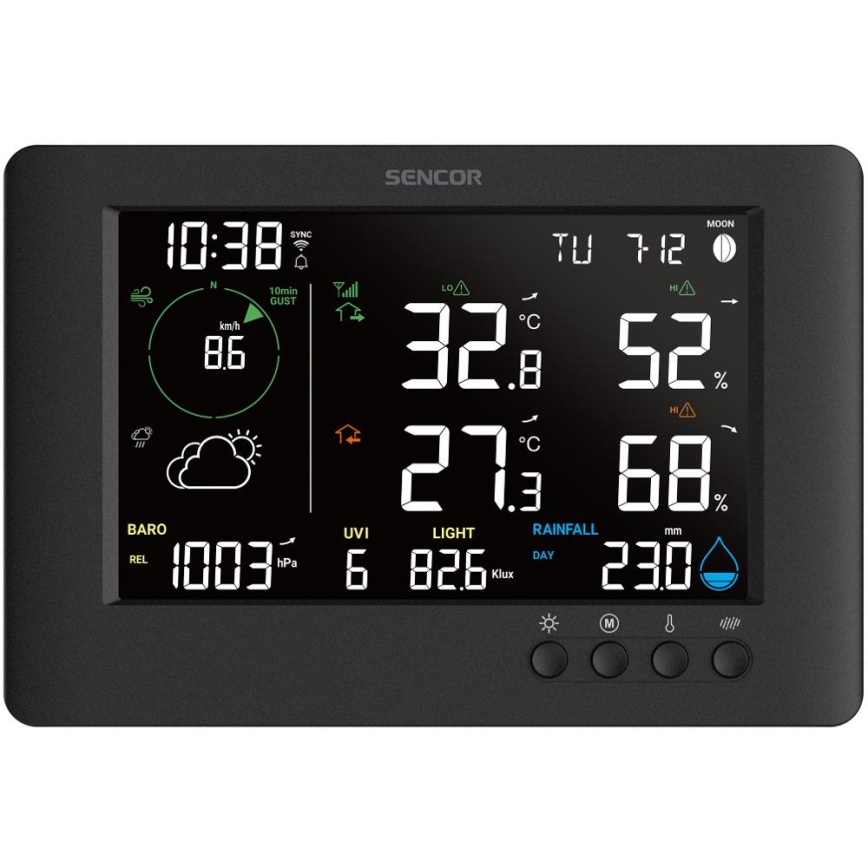 Sencor - Stazione meteo professionale con display LCD a colori e sveglia 5V/1xCR2032 + 3xAA Wi-Fi
