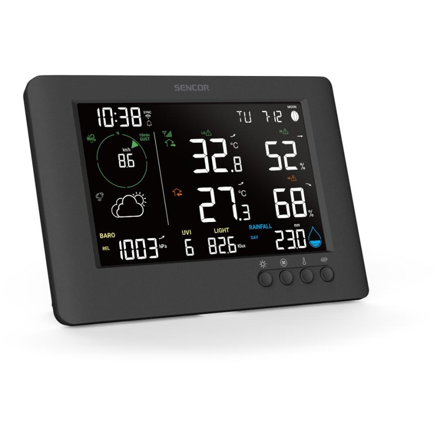 Sencor - Stazione meteo professionale con display LCD a colori e sveglia 5V/1xCR2032 + 3xAA Wi-Fi