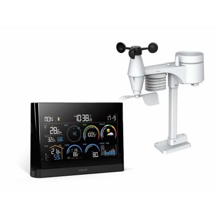 Sencor - Stazione meteo professionale con display LCD a colori e sveglia 5V/3xAAA + 3xAA