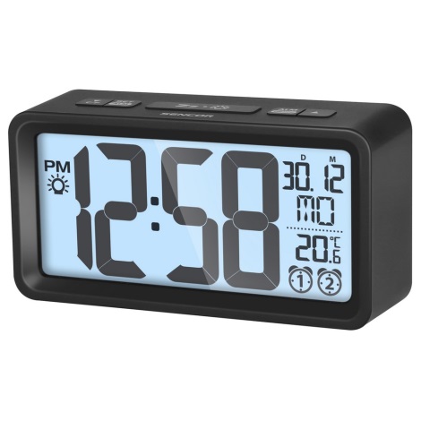Sencor - Sveglia con display LCD con termometro 2xAAA nero