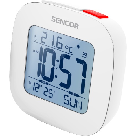 Sencor - Sveglia con display LCD e termometro 2xAAA bianco