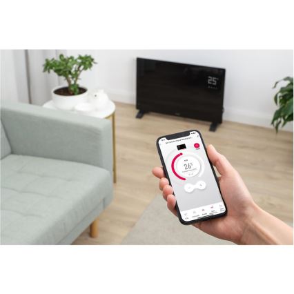 Sencor - Convettore elettrico smart 2000W/230V IP24 Wi-Fi nero + telecomando