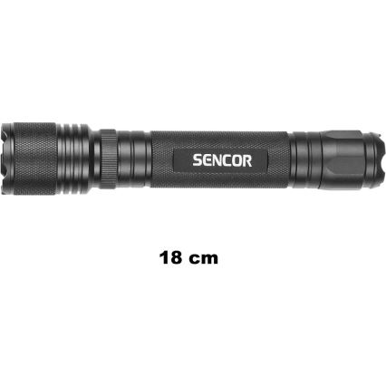 Sencor - Torcia LED in alluminio LED/5W/6xAAA IP44 nero