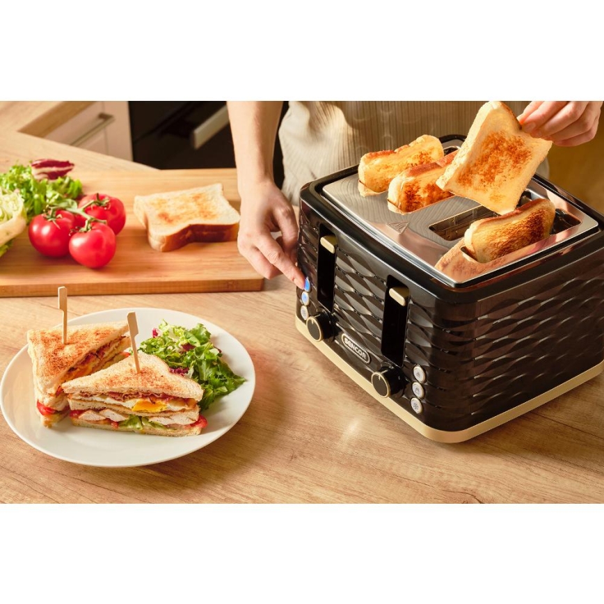 Sencor - Tostapane a 4 fette 1600 W/230 V nero/beige