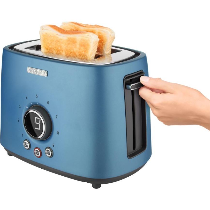 Sencor - Tostapane a due fessure con griglia riscaldante 1000 W/230 V blu
